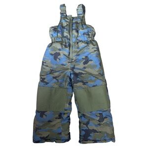 JOE FRESH Toddler Zip Front Camo Overall Snow Pants With Pocket Blue/Grey 3T Boy
